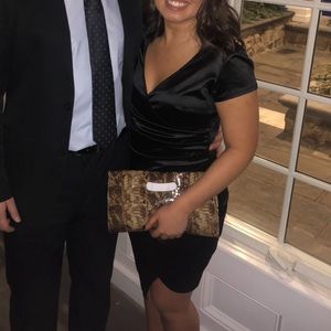 BLACK ASYMMETRICAL FORMAL COCKTAIL DRESS